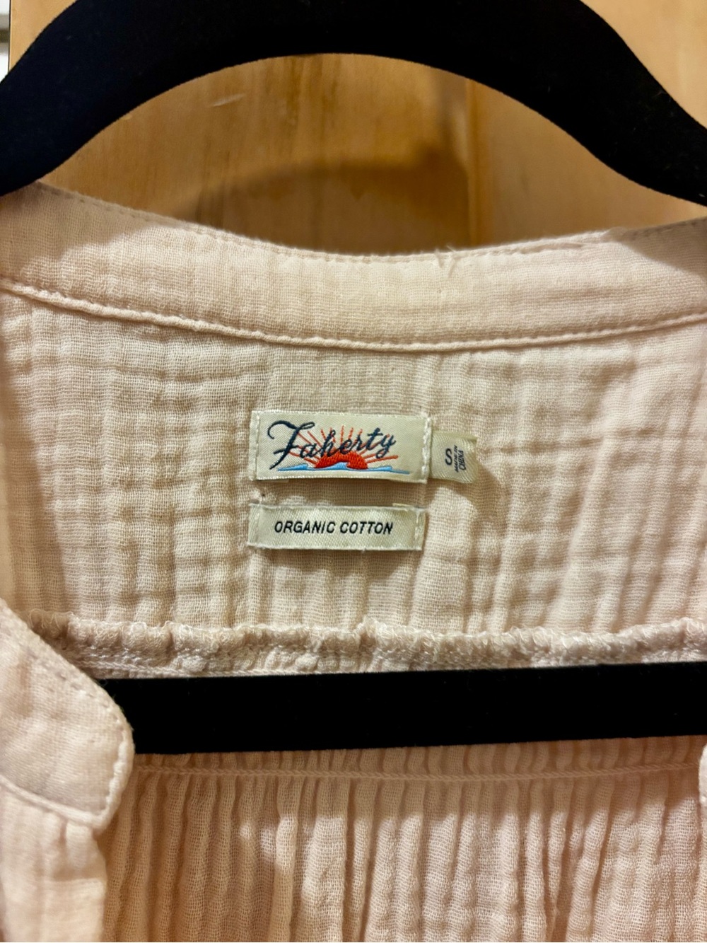 Faherty Blush Pink Organic Cotton Blouse